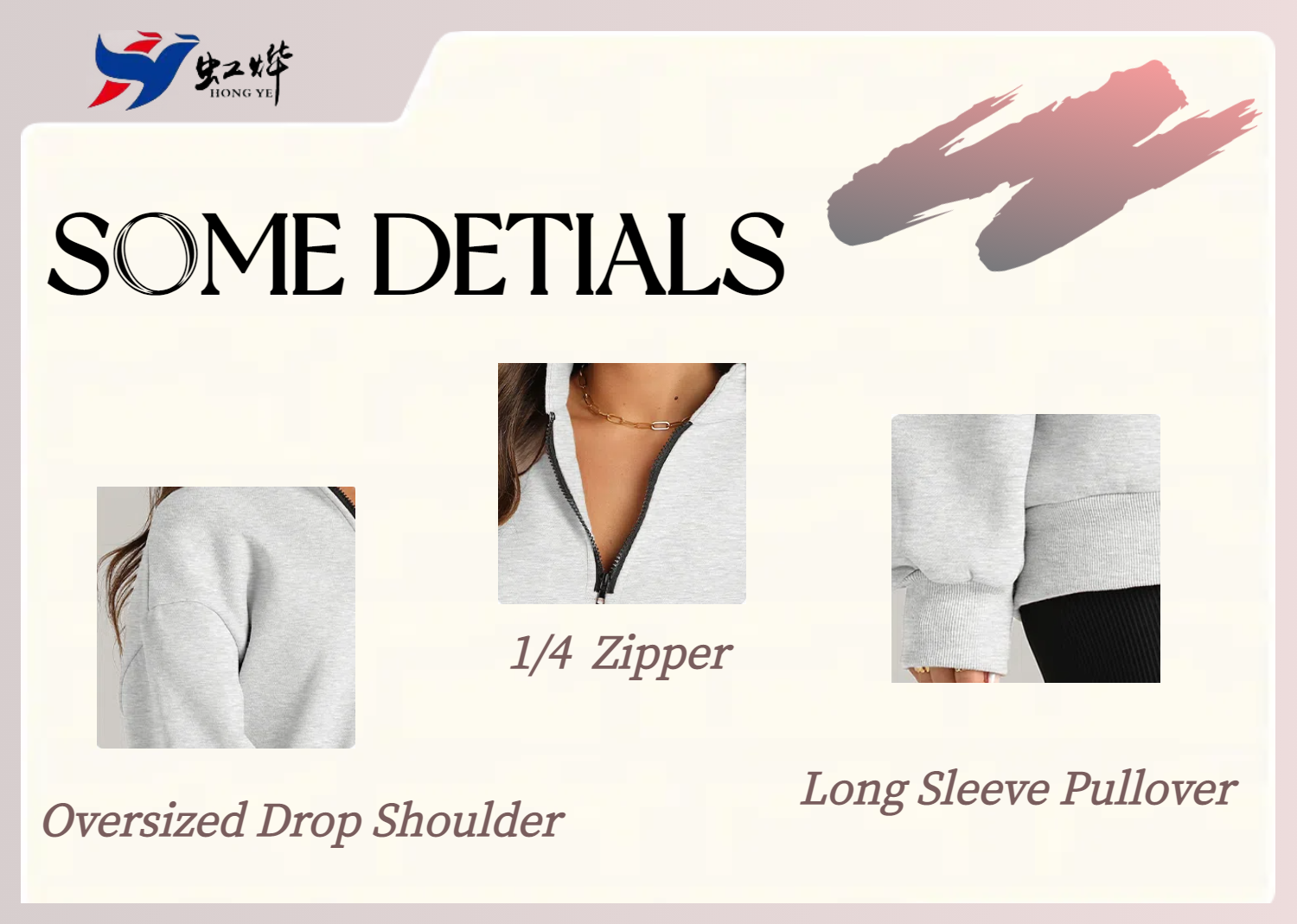 some details of Half Zipper Hoodie